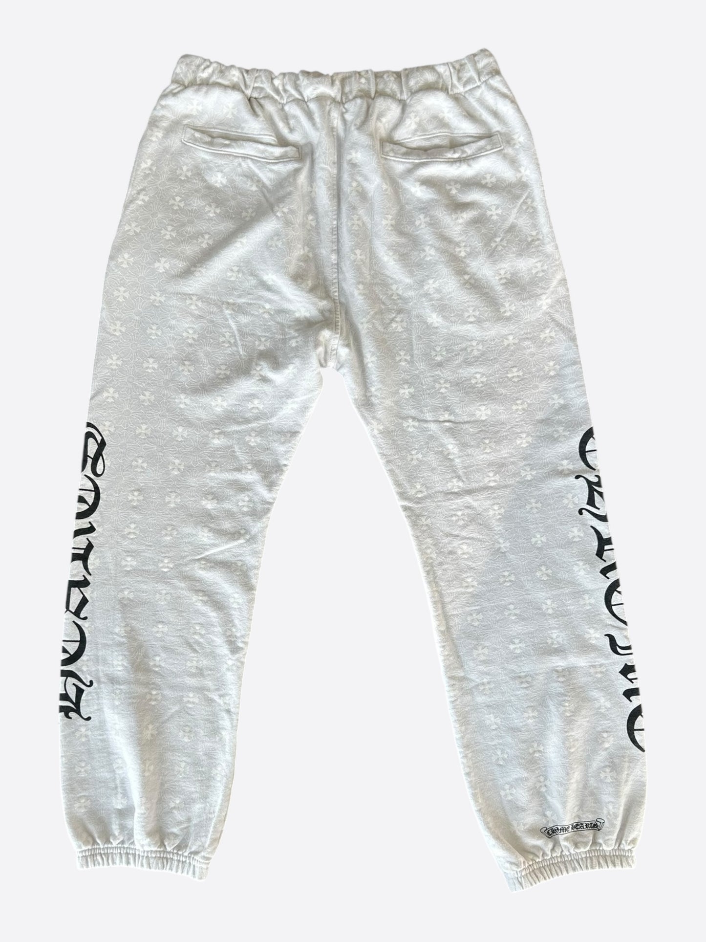 Chrome Hearts White & Black Horseshoe Logo Cross Jacquard Sweatpants