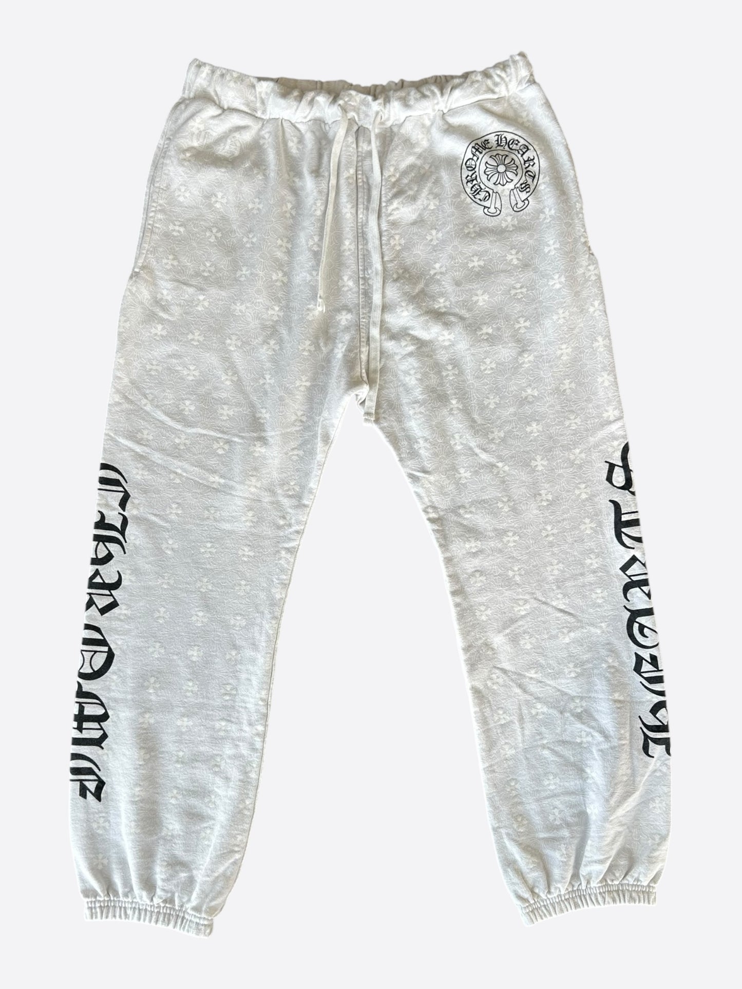 Chrome Hearts White & Black Horseshoe Logo Cross Jacquard Sweatpants