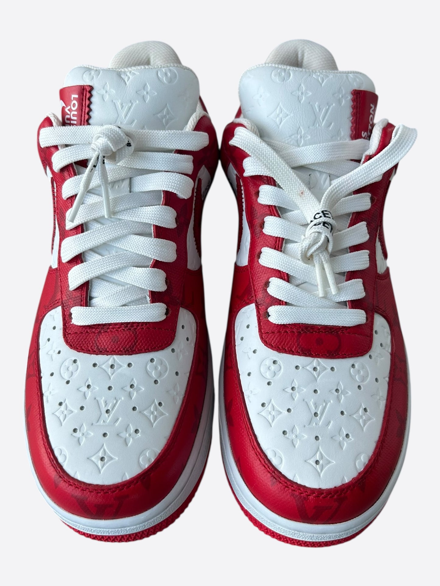 Louis Vuitton Nike Red & White Monogram Air Force 1