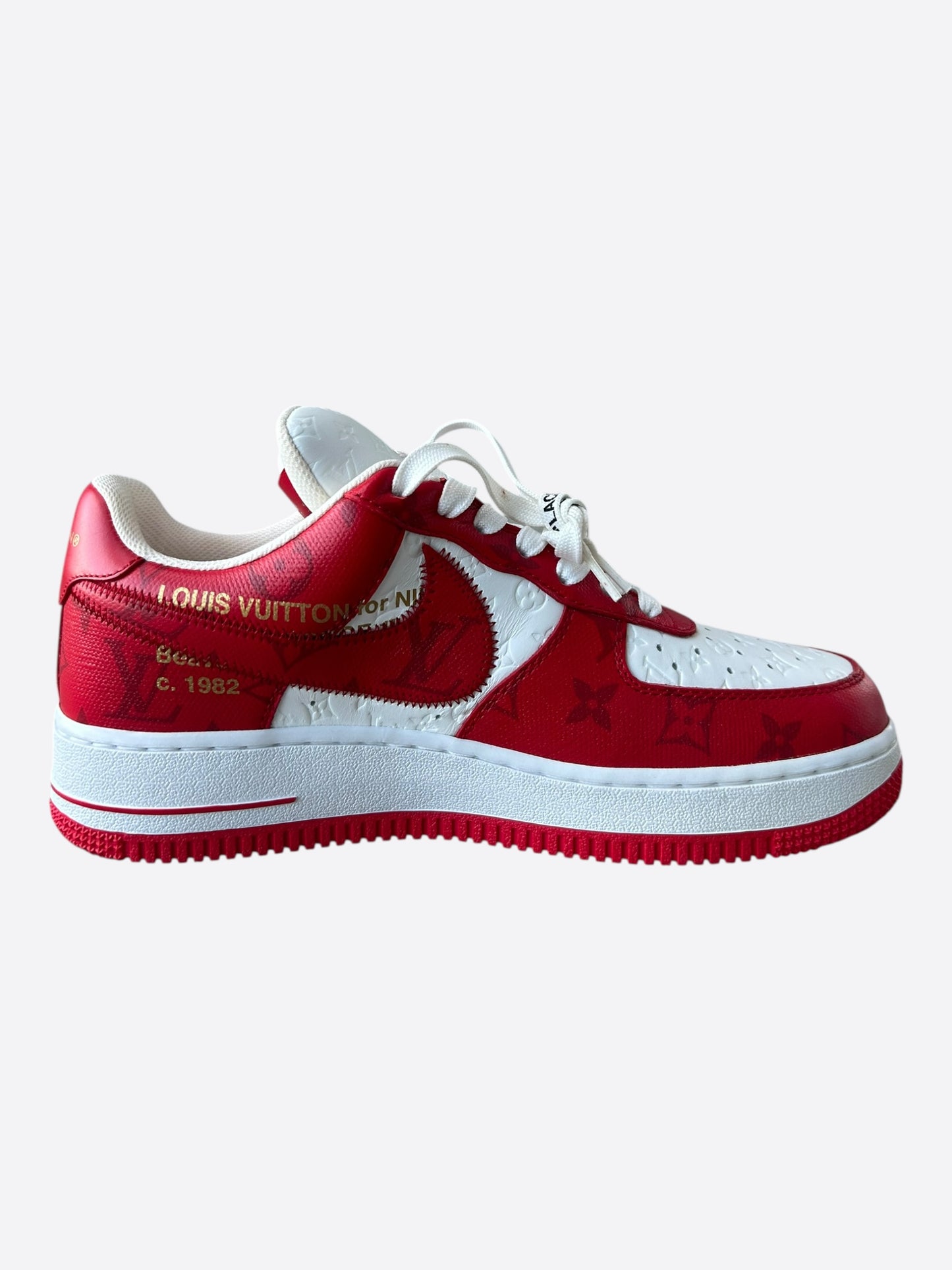Louis Vuitton Nike Red & White Monogram Air Force 1