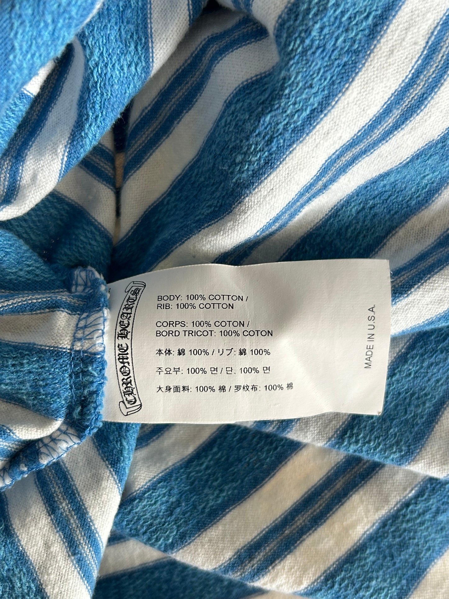 Chrome Hearts Blue & White Striped T-Shirt