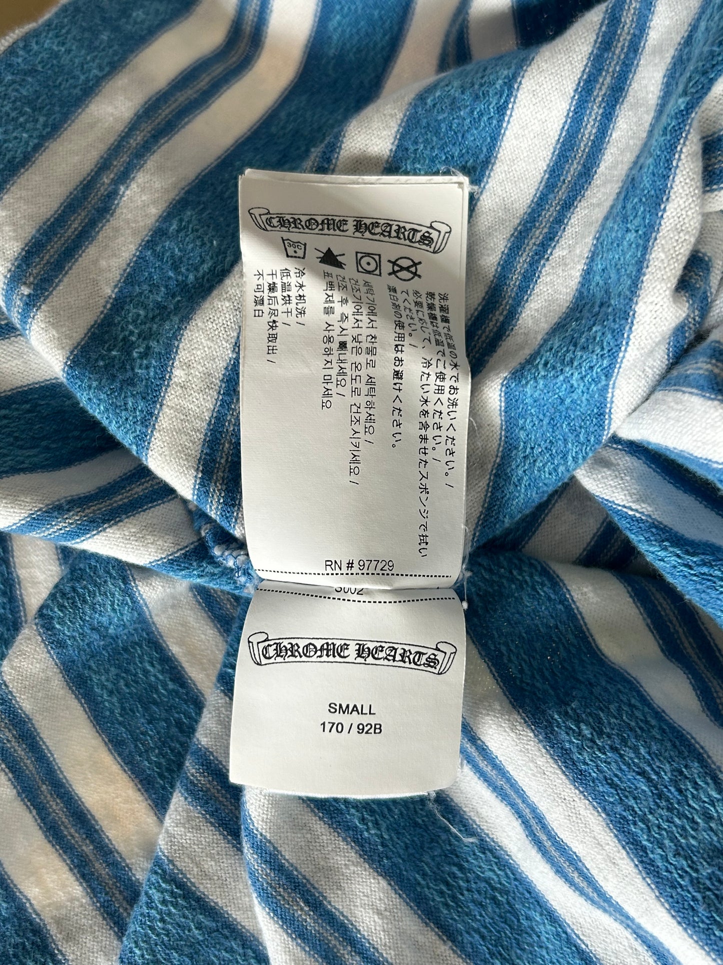 Chrome Hearts Blue & White Striped T-Shirt