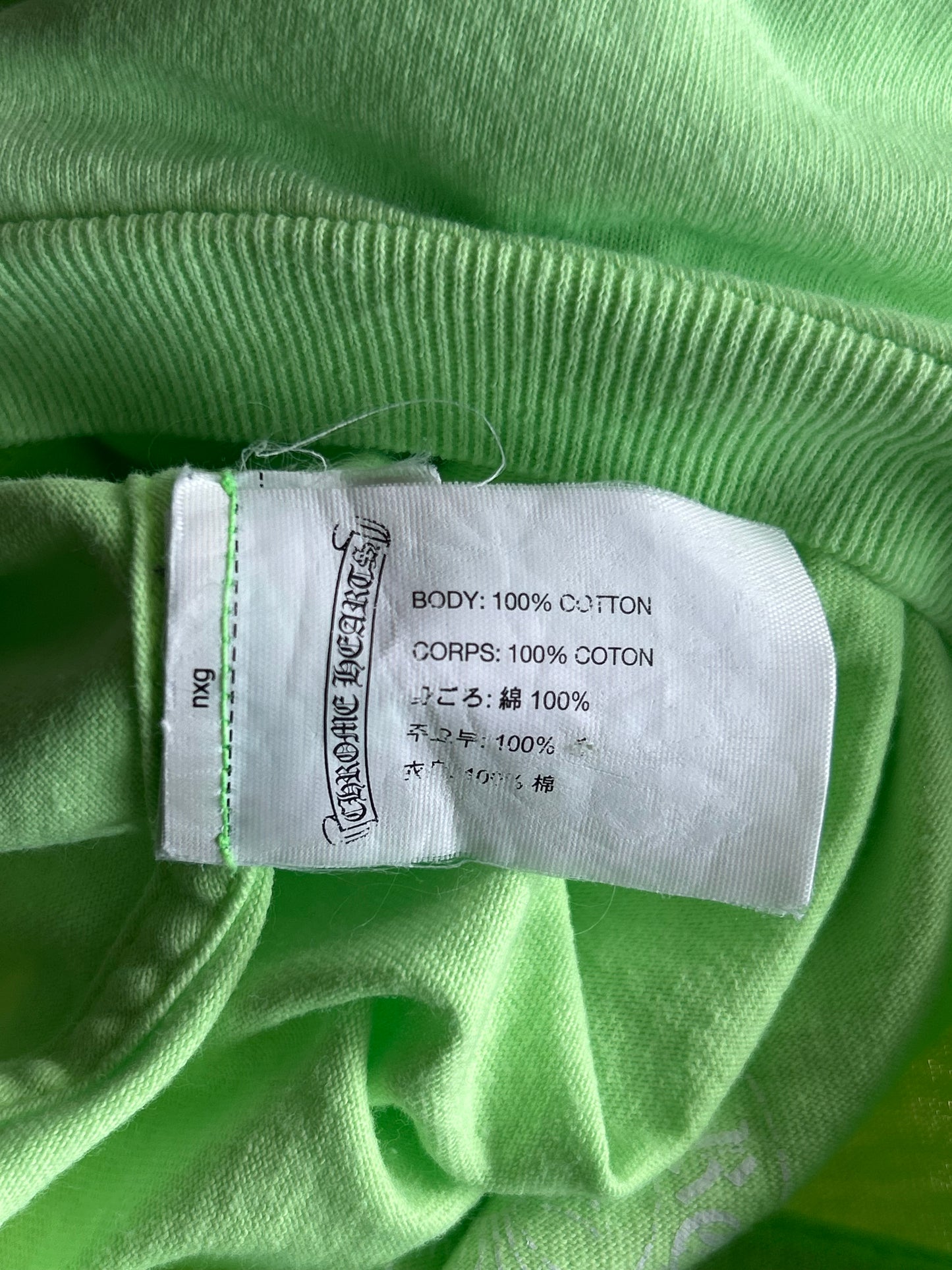 Chrome Hearts Neon Green & White Flame Longsleeve T-Shirt
