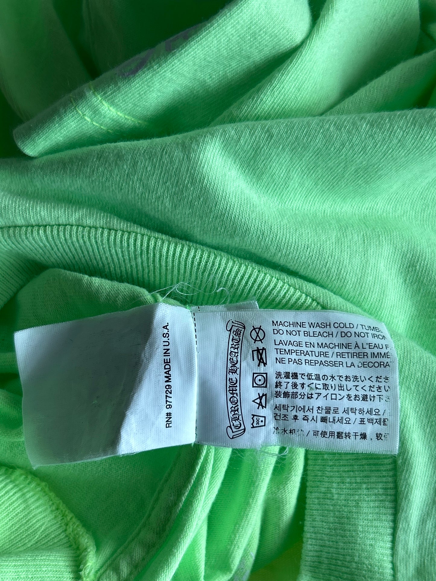 Chrome Hearts Neon Green & White Flame Longsleeve T-Shirt