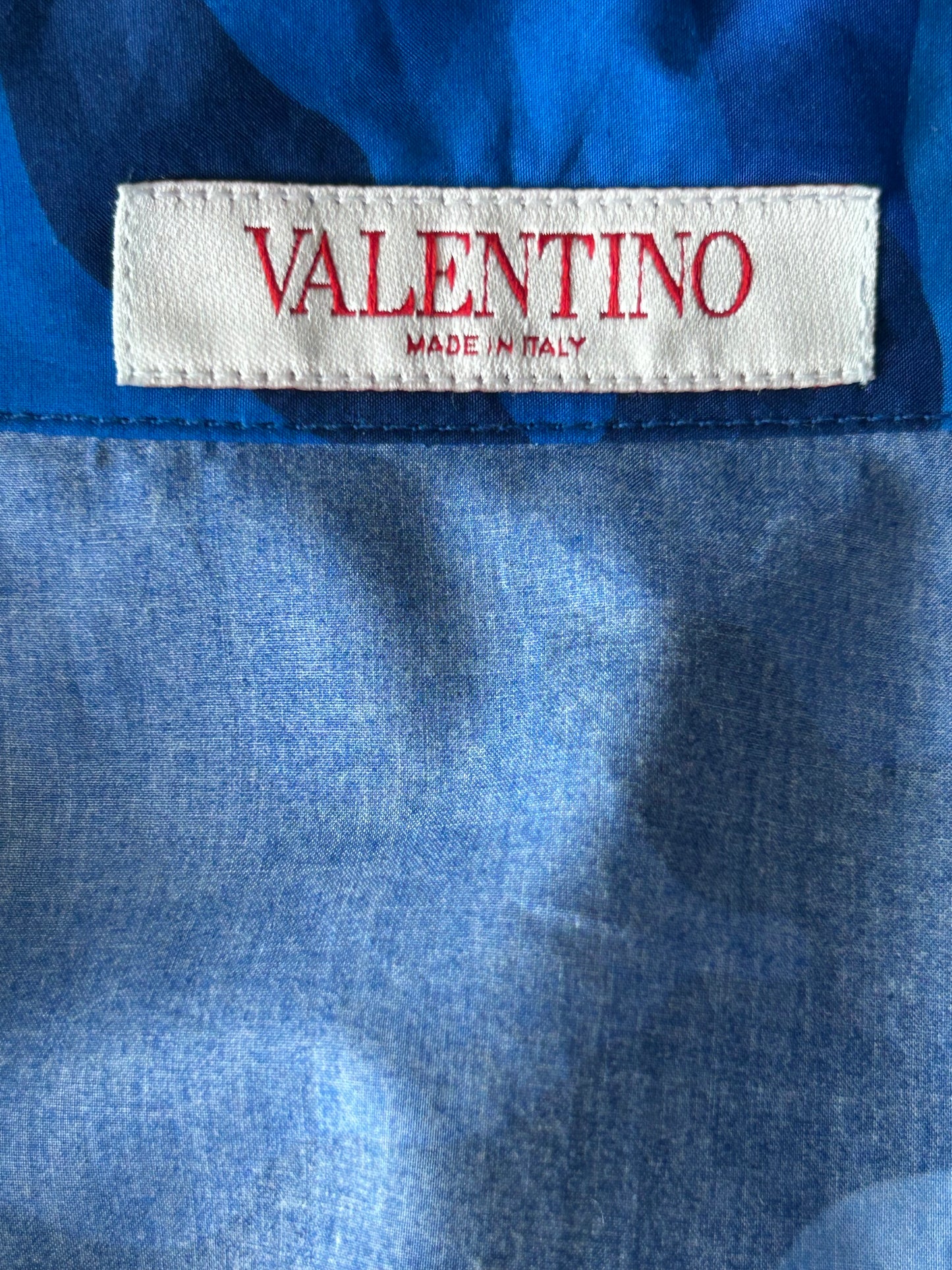 Valentino Blue Camouflage Button Up Shirt