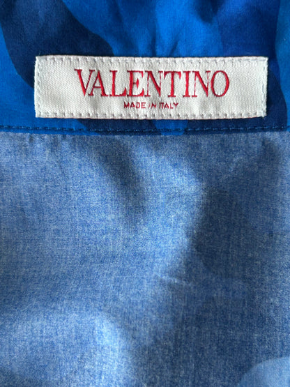 Valentino Blue Camouflage Button Up Shirt