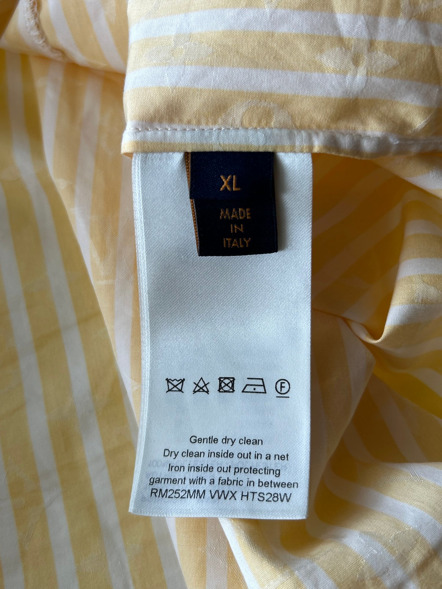 Louis Vuitton Yellow & White Striped Monogram Denim Button Up Shirt