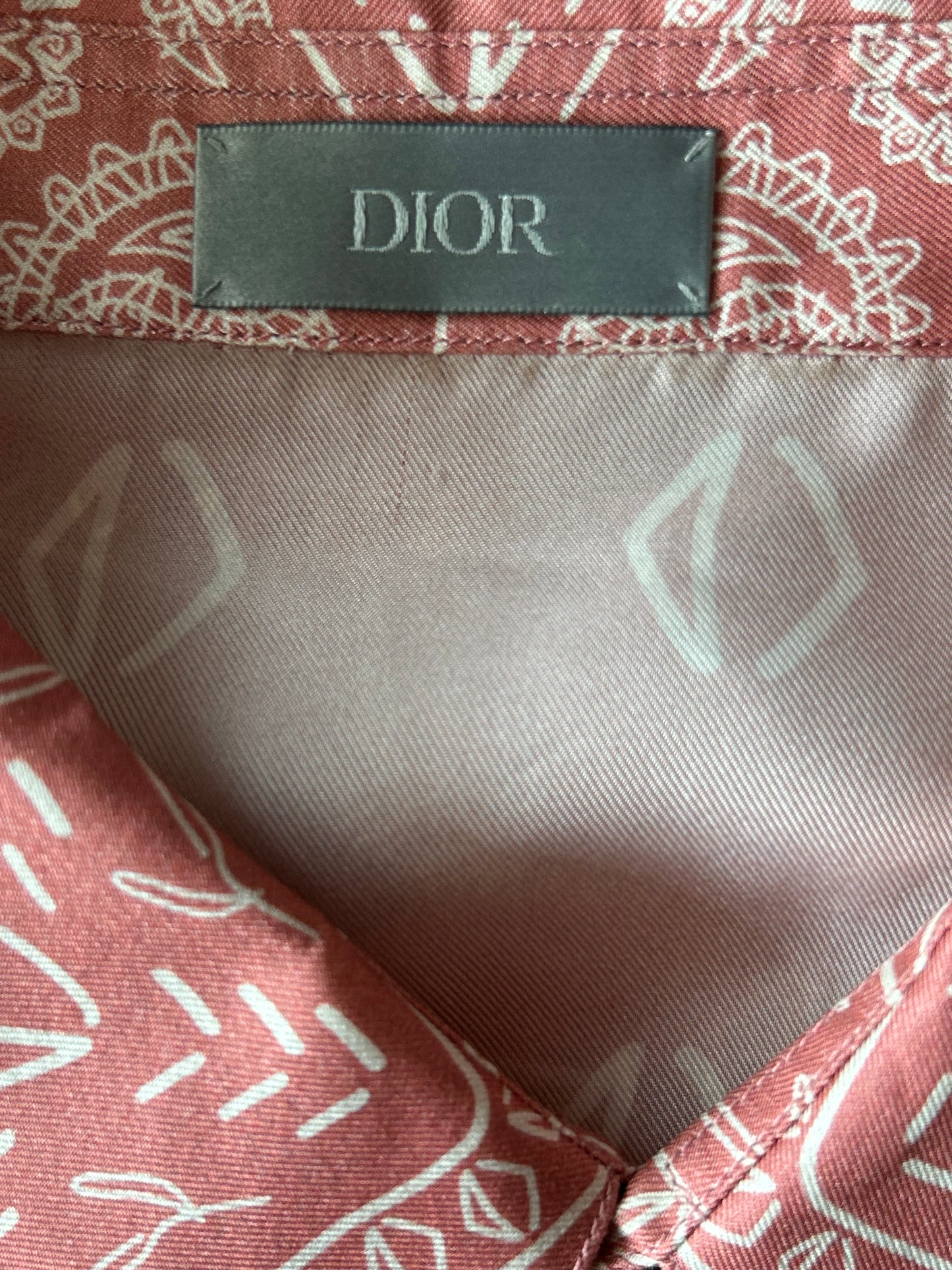 Dior Cactus Jack Pink Paisley Bandana Print Silk Button Up Shirt