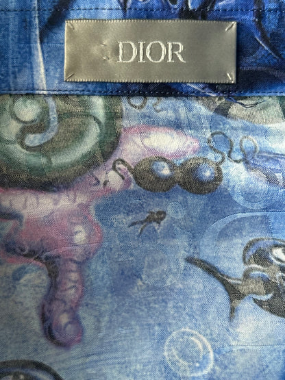 Dior Kenny Scharf Blue Oblique Button Up Shirt
