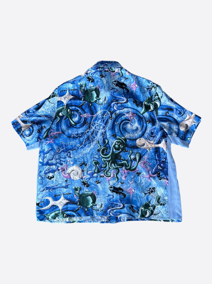 Dior Kenny Scharf Blue Oblique Button Up Shirt