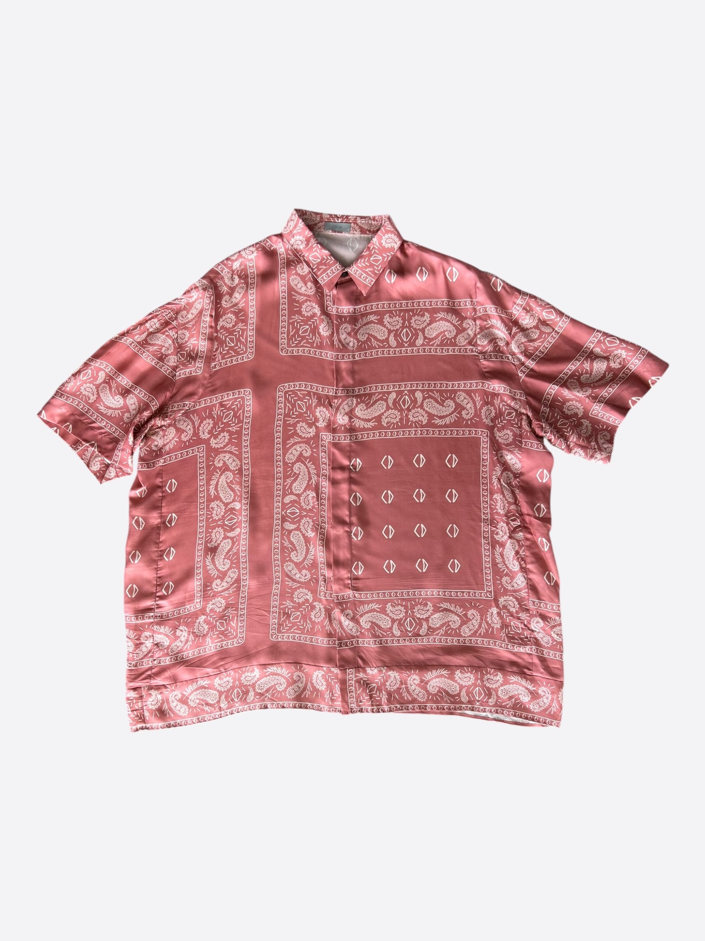 Dior Cactus Jack Pink Paisley Bandana Print Silk Button Up Shirt