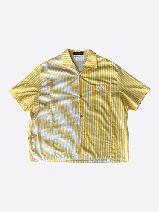 Louis Vuitton Yellow & White Striped Monogram Denim Button Up Shirt