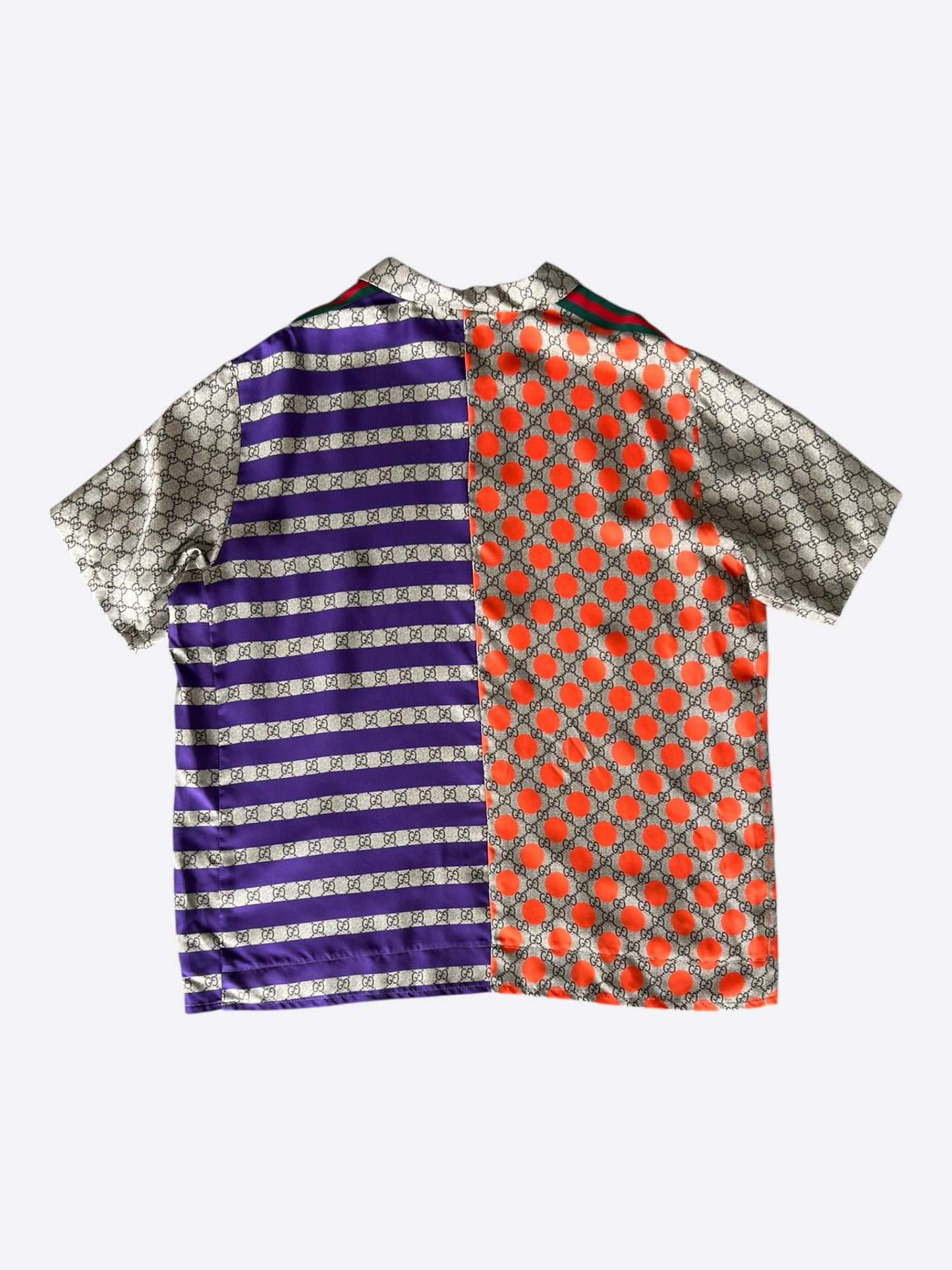 Gucci Tan & Multicolor GG Monogram Button Up Shirt