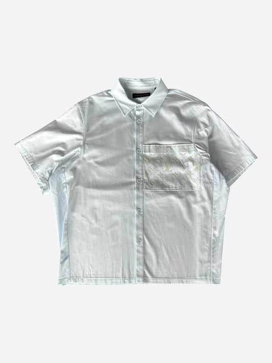 Louis Vuitton Light Blue Monogram Pocket Button Up Shirt