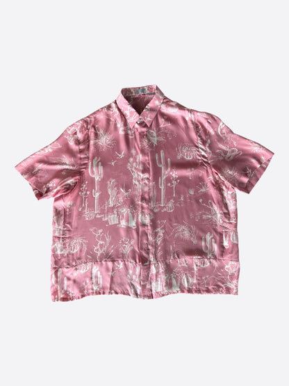 Dior Cactus Jack Pink & White Desert Graphic Button Up Shirt