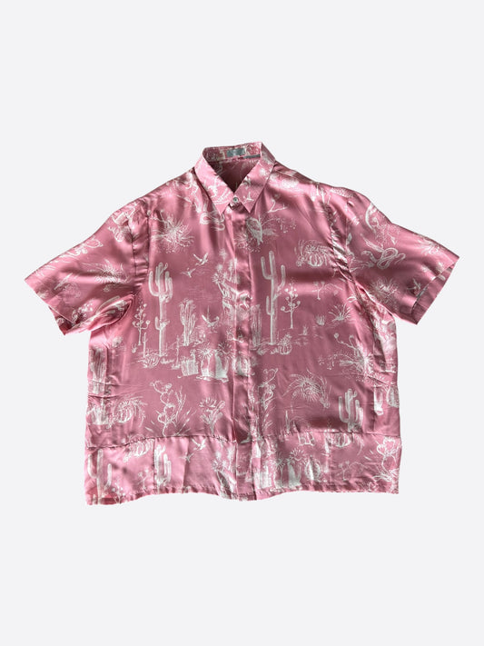 Dior Cactus Jack Pink & White Desert Graphic Button Up Shirt