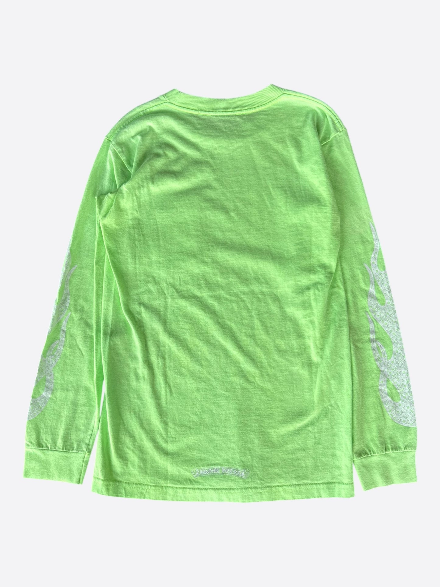 Chrome Hearts Neon Green & White Flame Longsleeve T-Shirt
