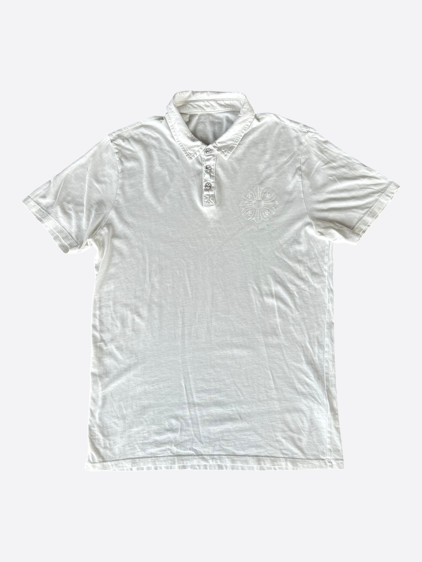 Chrome Hearts White Cross Logo Polo T-Shirt