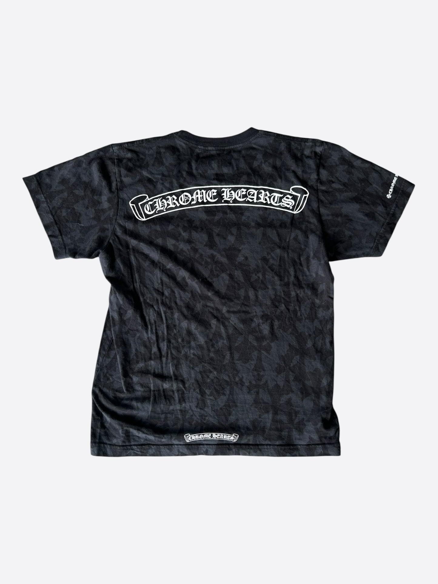 Chrome Hearts Black & White Cemetery Jacquard Horseshoe Logo T-Shirt