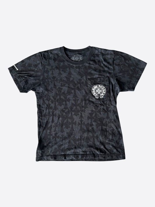 Chrome Hearts Black & White Cemetery Jacquard Horseshoe Logo T-Shirt