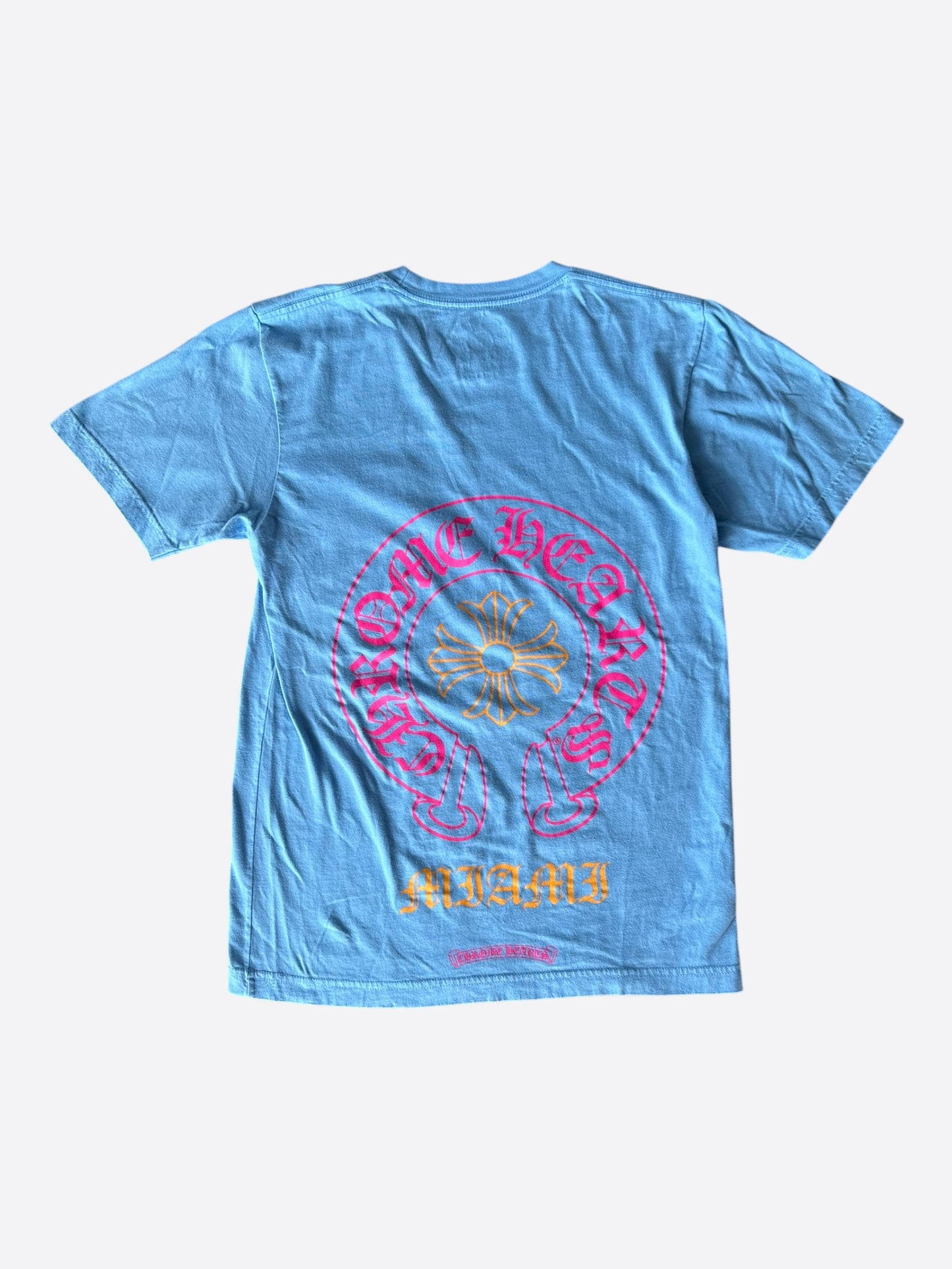 Chrome Hearts Blue Miami Art Basel Horseshoe Logo T-Shirt