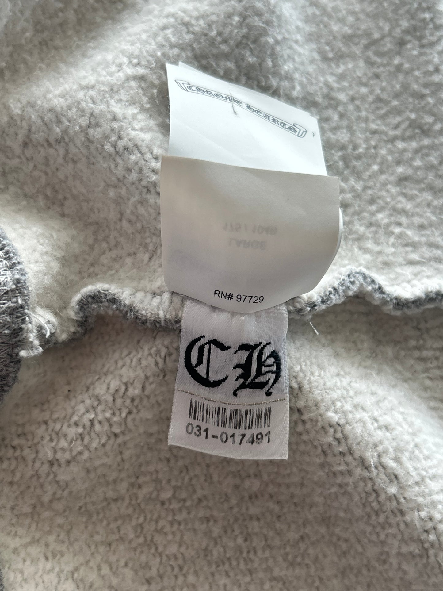 Chrome Hearts Grey & Black Triple Cross Patch Paper Jam Zip Up Hoodie