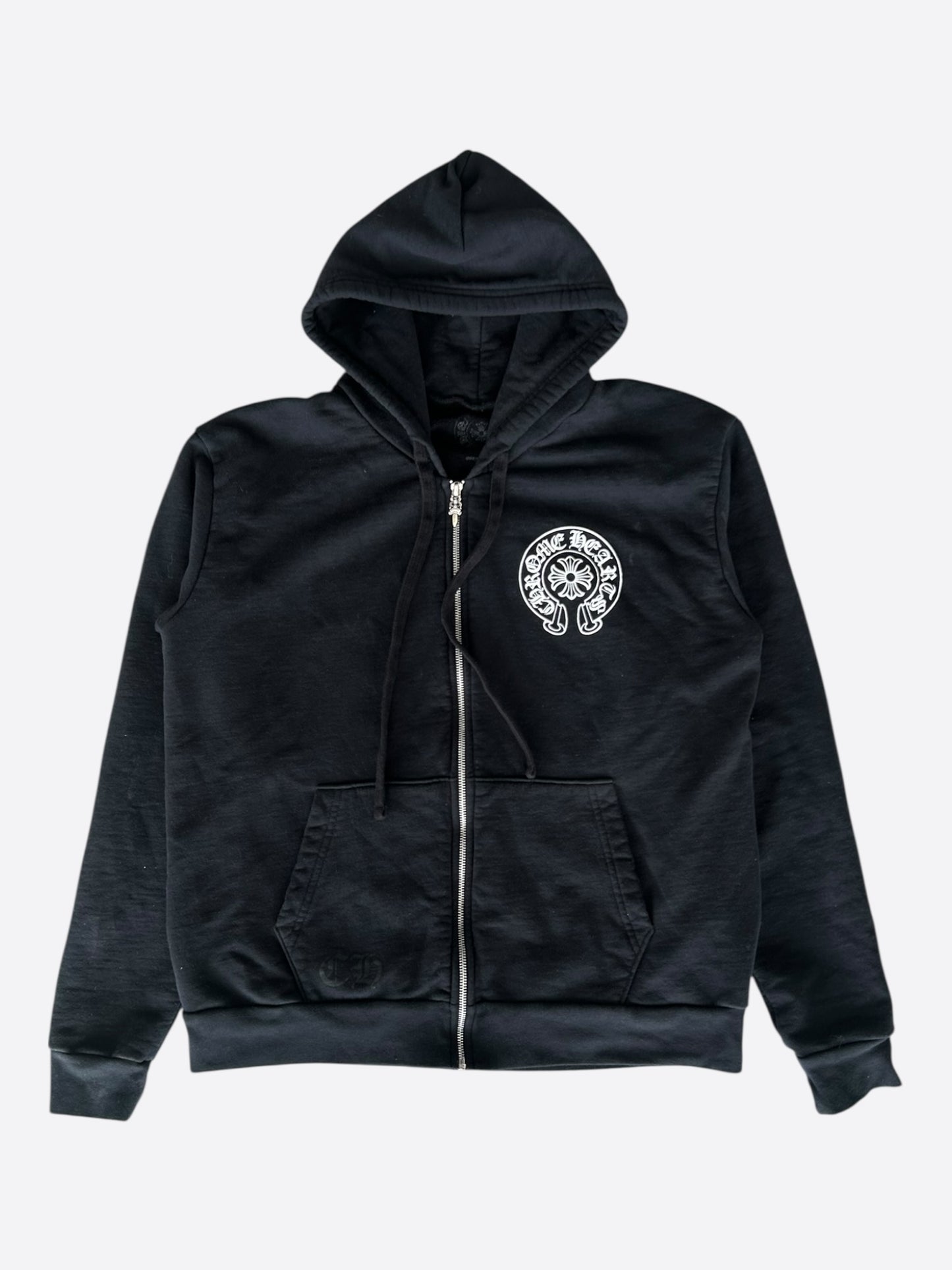 Chrome Hearts Black & White Las Vegas Horseshoe Logo Zip Up Hoodie