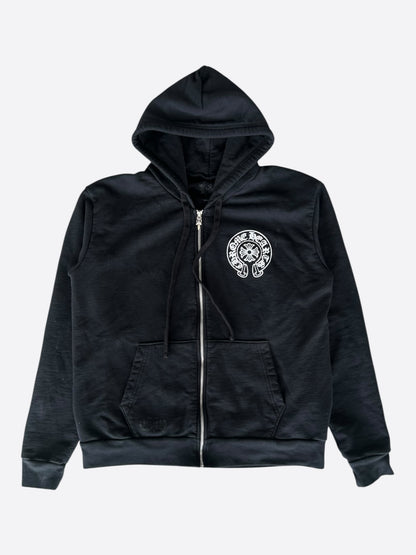 Chrome Hearts Black & White Las Vegas Horseshoe Logo Zip Up Hoodie