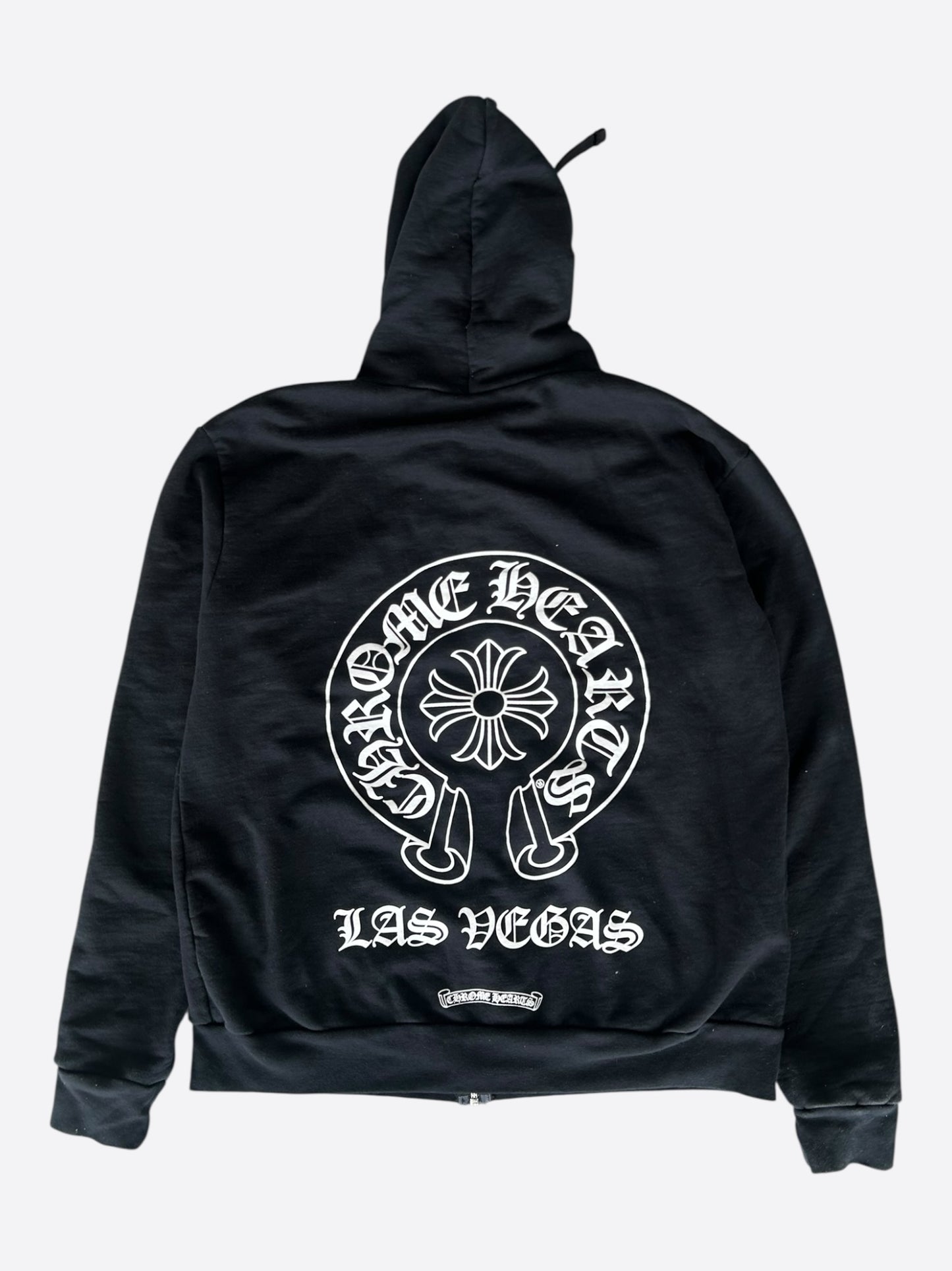 Chrome Hearts Black & White Las Vegas Horseshoe Logo Zip Up Hoodie