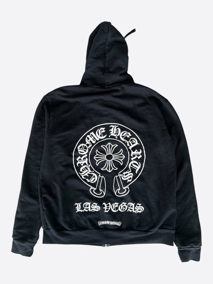 Chrome Hearts Black & White Las Vegas Horseshoe Logo Zip Up Hoodie