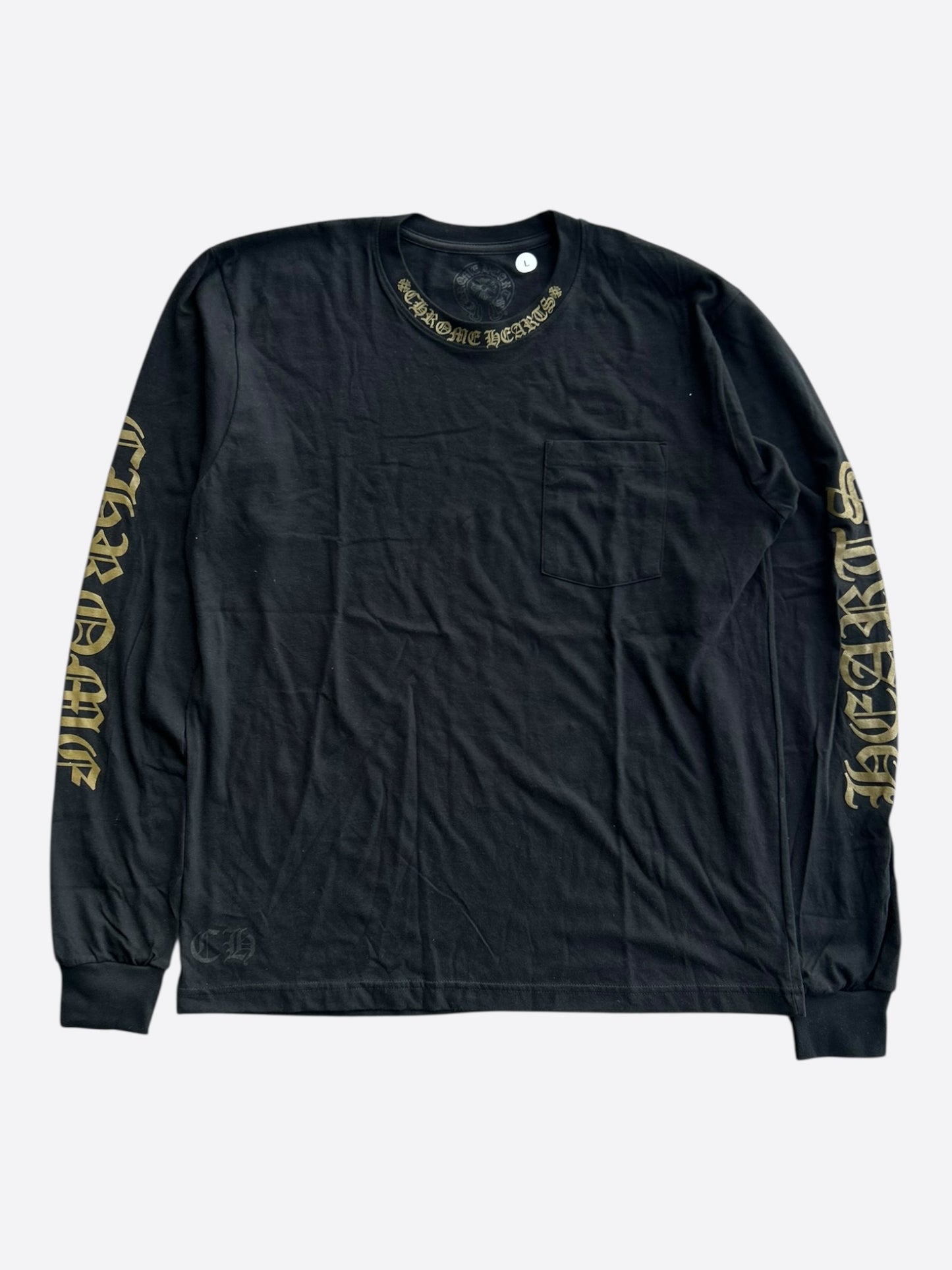 Chrome Hearts Black & Olive Neck Logo Longsleeve T-Shirt