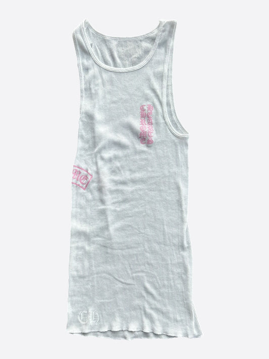 Chrome Hearts White & Pink T-Bar Logo Tank Top