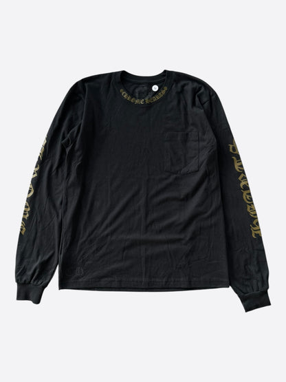 Chrome Hearts Black & Olive Neck Logo Longsleeve T-Shirt