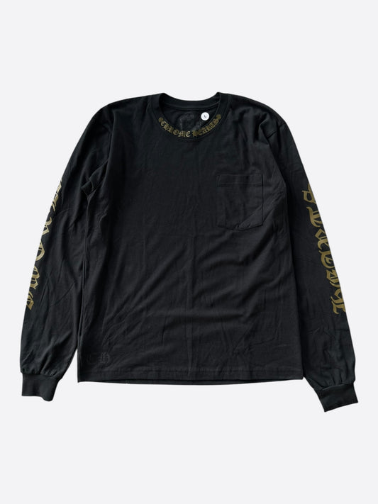 Chrome Hearts Black & Olive Neck Logo Longsleeve T-Shirt