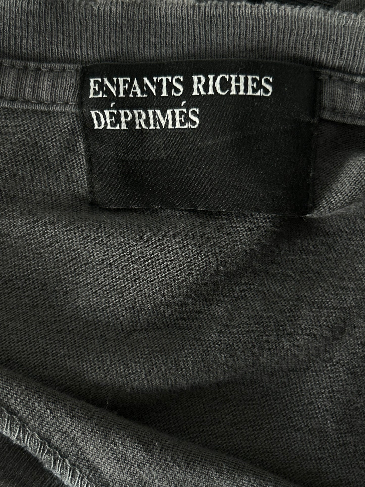 Enfants Riches Deprimes Faded Black & White Distressed Classic Logo T-Shirt