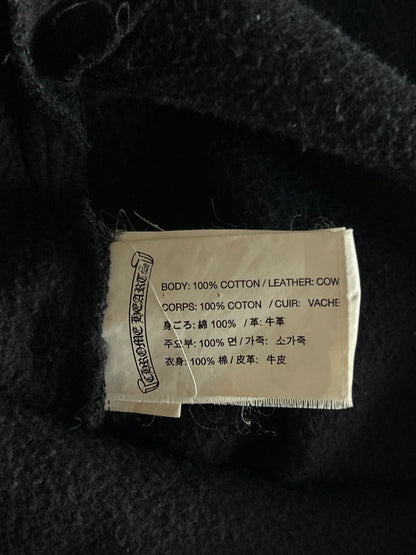 Chrome Hearts Black Leather Triple Cross Patch Hoodie