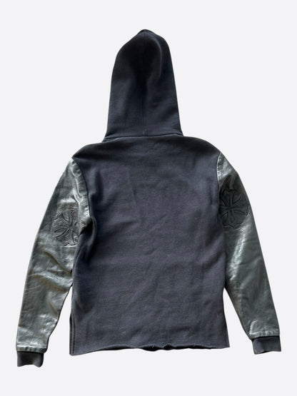 Chrome Hearts Black Leather Triple Cross Patch Hoodie