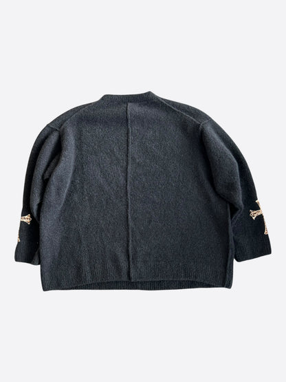Chrome Hearts Black & Cheetah Cross Patch Cashmere Sweater
