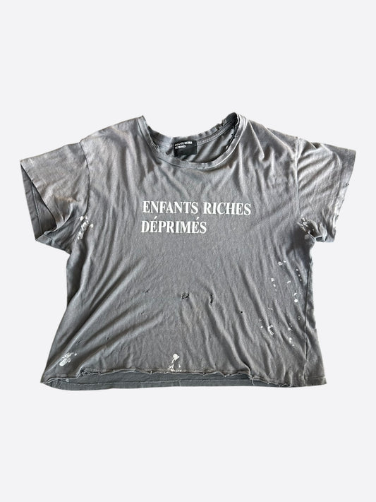 Enfants Riches Deprimes Faded Black & White Distressed Classic Logo T-Shirt