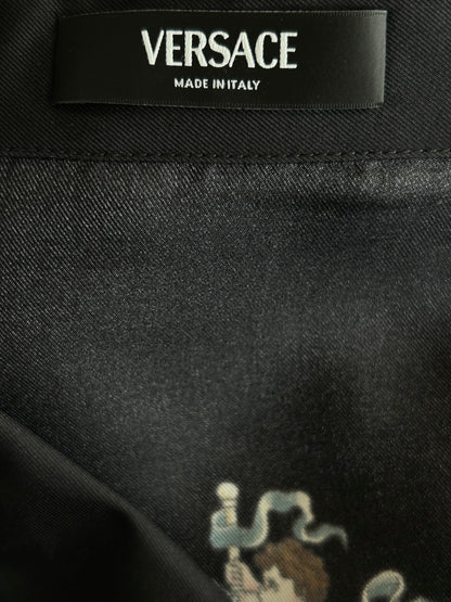Versace Black & Multicolor Coral Theatre Graphic Button Up Shirt