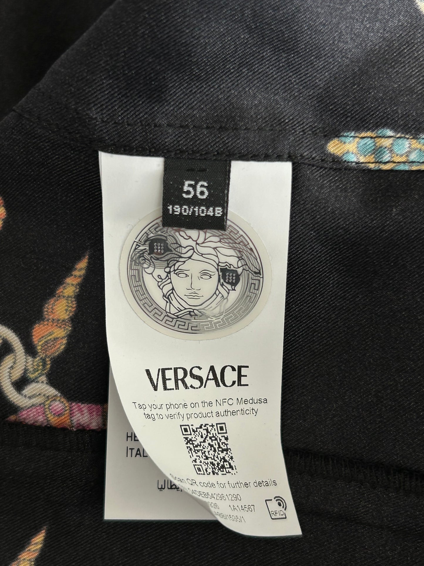 Versace Black & Multicolor Coral Theatre Graphic Button Up Shirt