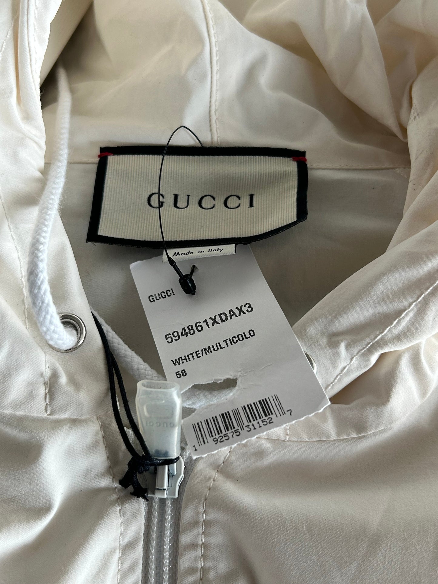 Gucci White & Multicolor Striped Logo Anorak