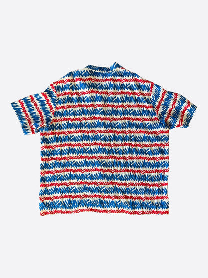 Gucci Blue & Red Love You Silk Button Up Shirt