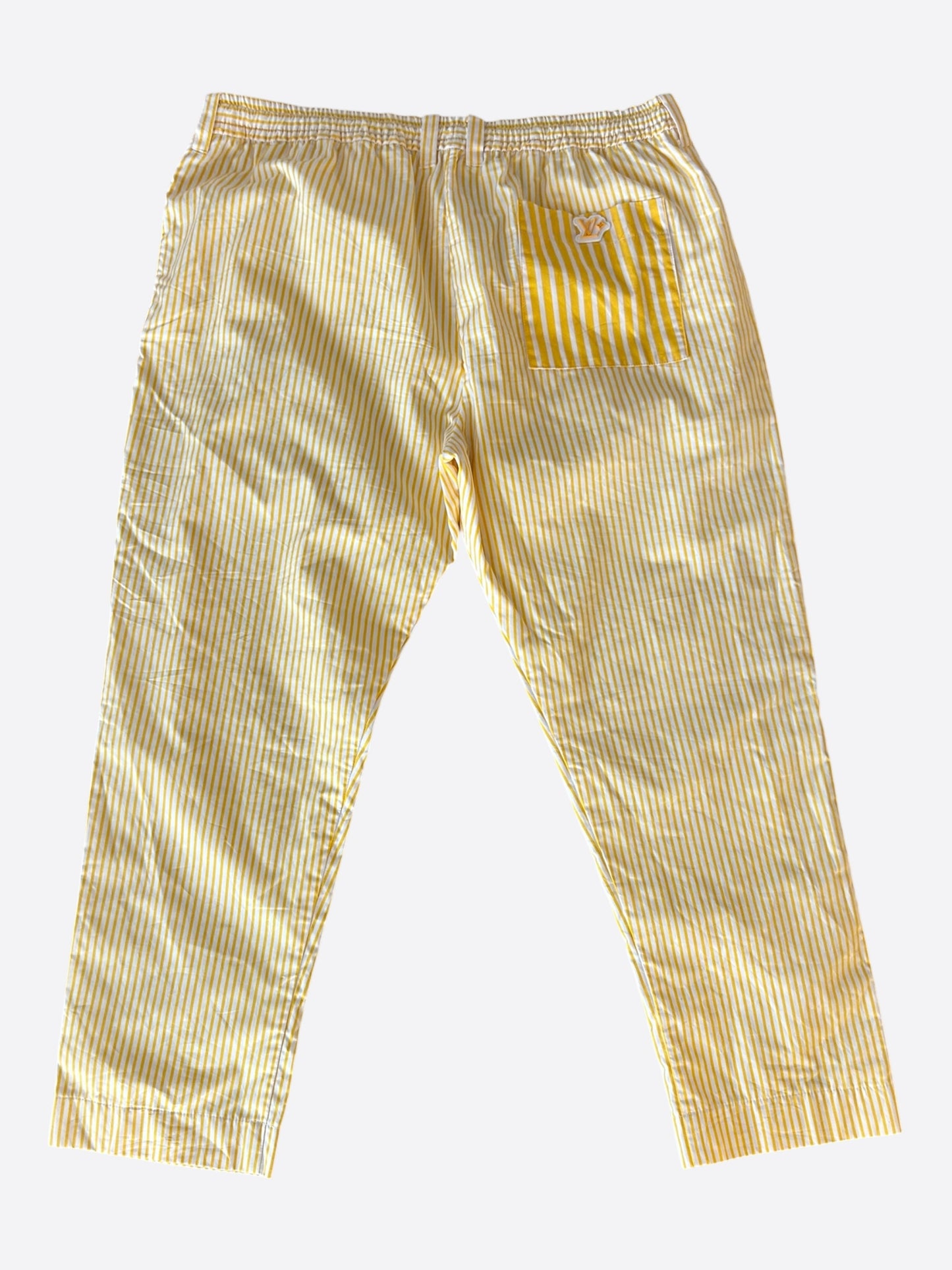 Louis Vuitton Yellow & White Striped Monogram Pants