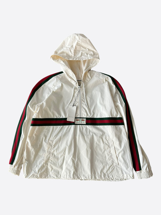 Gucci White & Multicolor Striped Logo Anorak