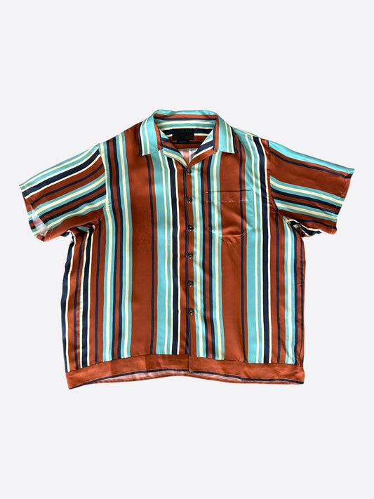Prada Brown Striped Button Up Shirt
