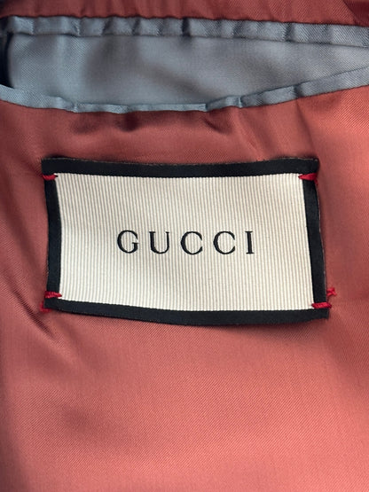 Gucci Black, White & Red GG Monogram Wool Coat