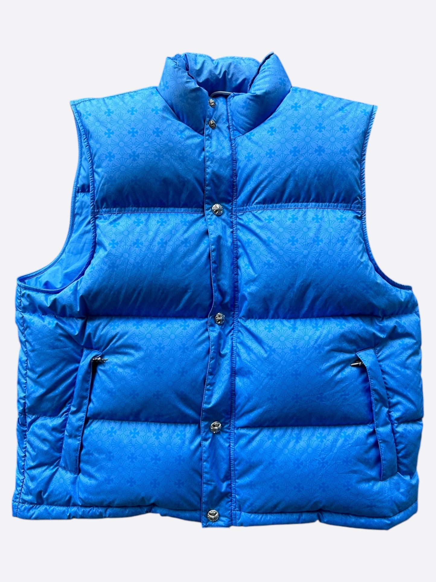 Chrome Hearts Blue Cross Jacquard Puffer Vest