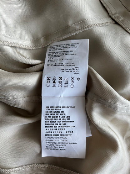 Prada Beige & Black Striped Logo Silk Button Up Shirt