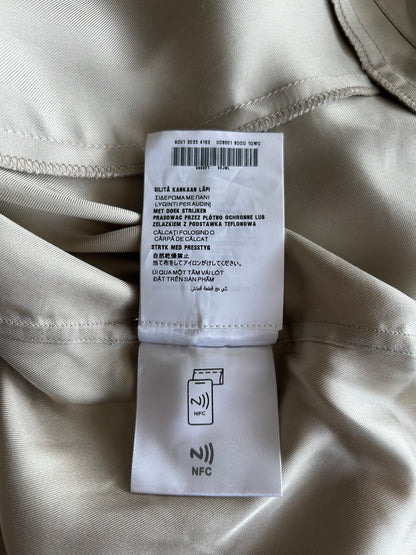 Prada Beige & Black Striped Logo Silk Button Up Shirt